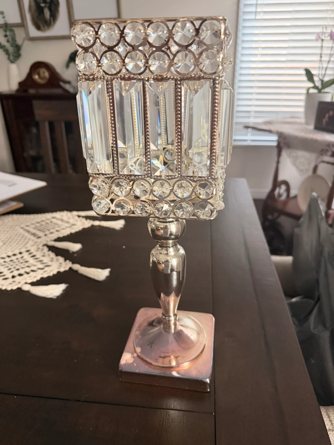 Crystal and Silver Candle Holder