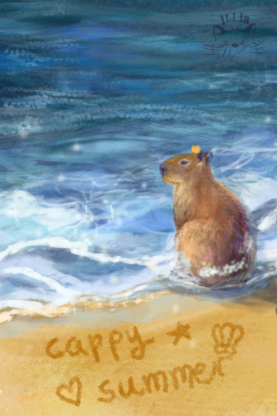 Capybara Summer Original Art Print