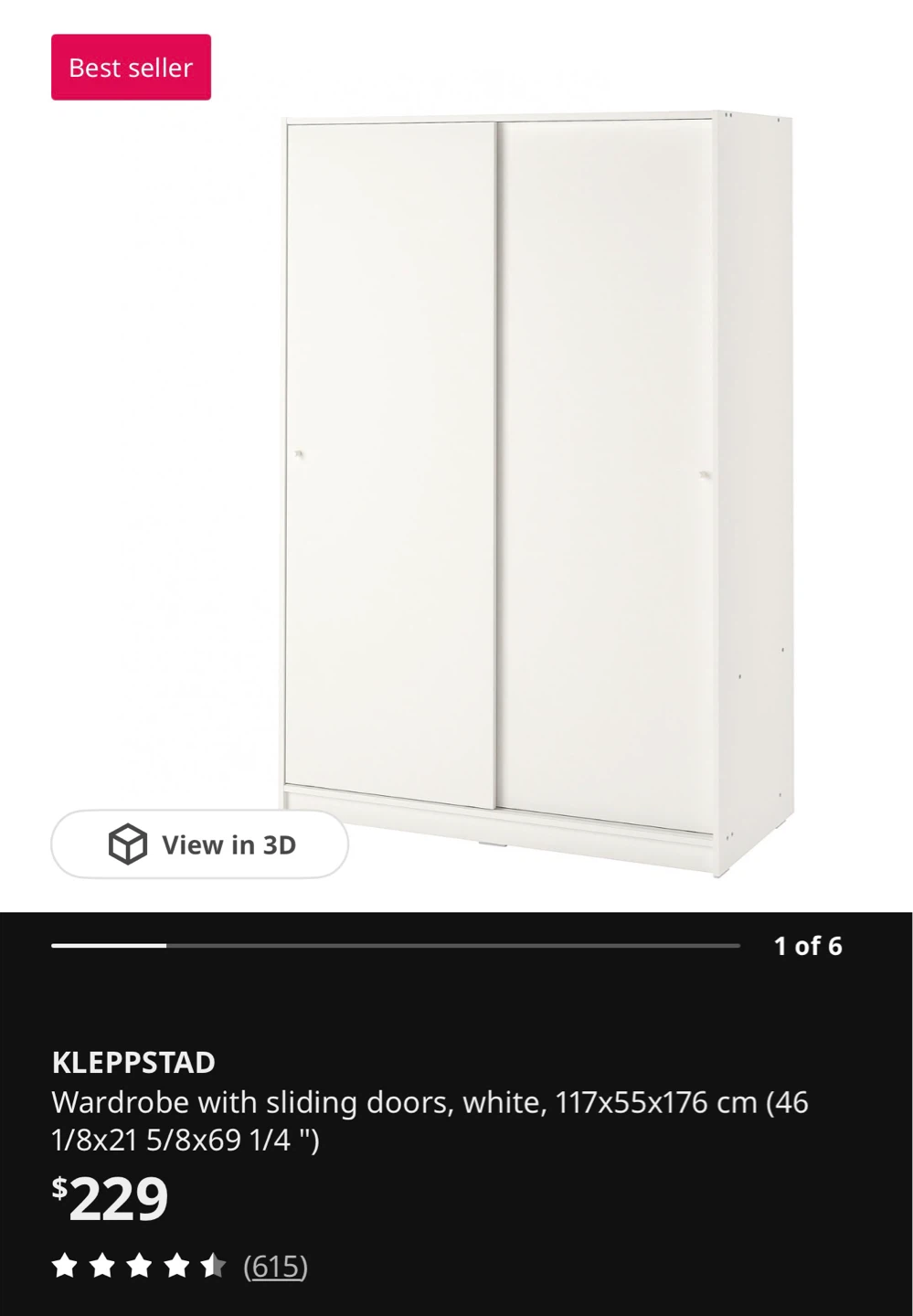 BNIB-KLEPPSTAD White Wardrobe with Sliding Doors