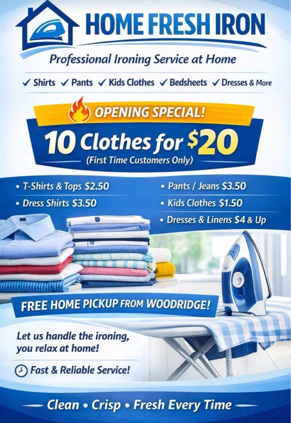 Home Fresh Iron Professional Ironing Service