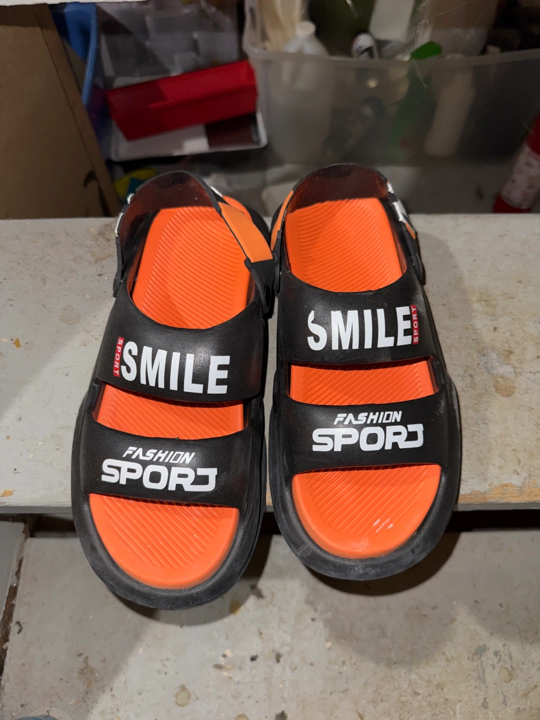 Black and Orange "SMILE FASHION SPORT" Sandals Size 260