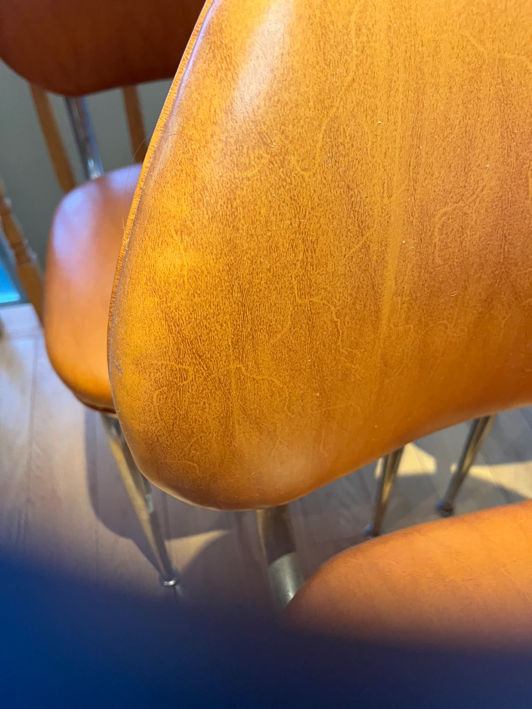 Set of 5 Orange Faux Leather Dining Chairs - photo 2