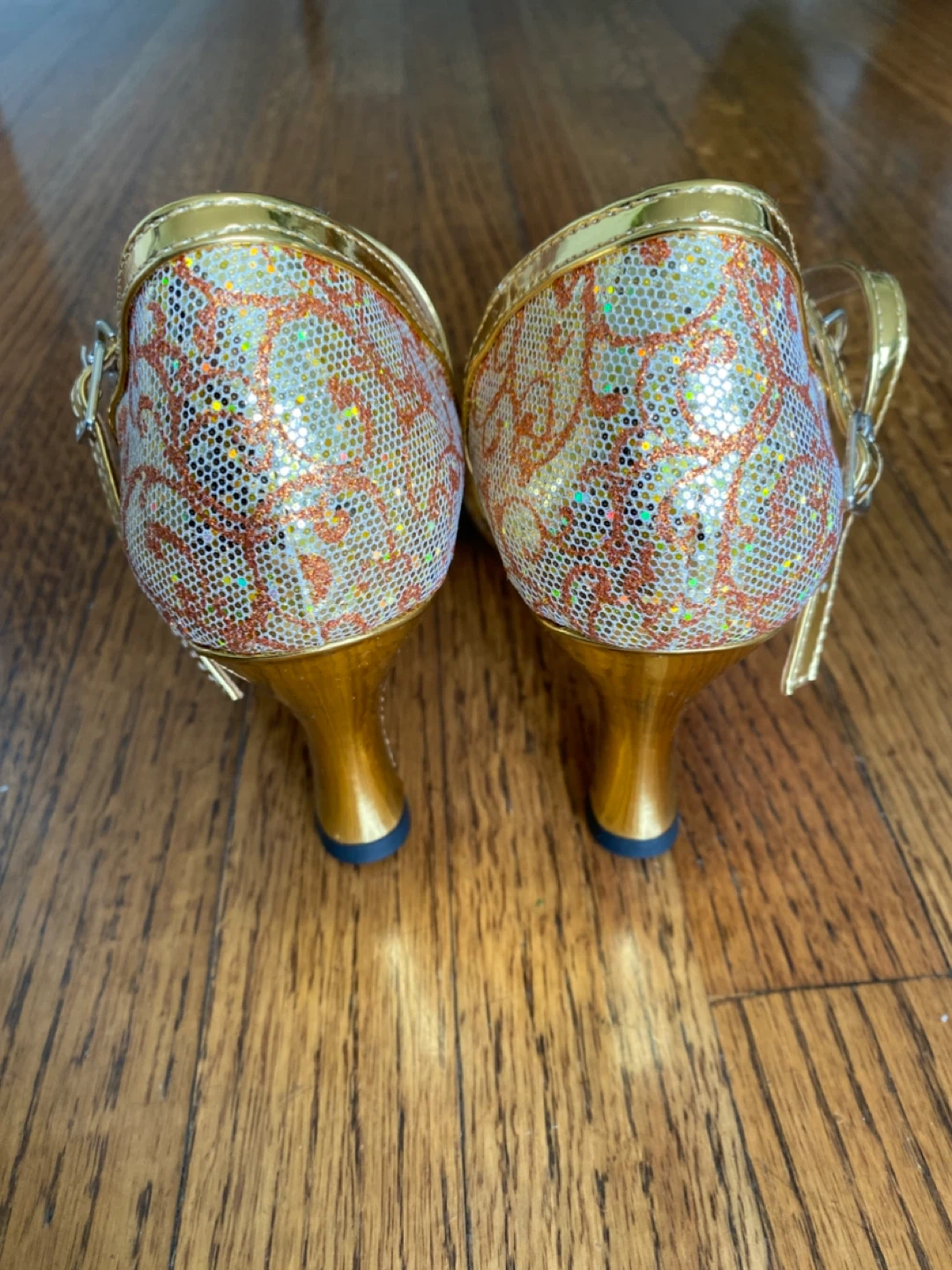 Gold & Patterned Dance Heels Size US6 - photo 3