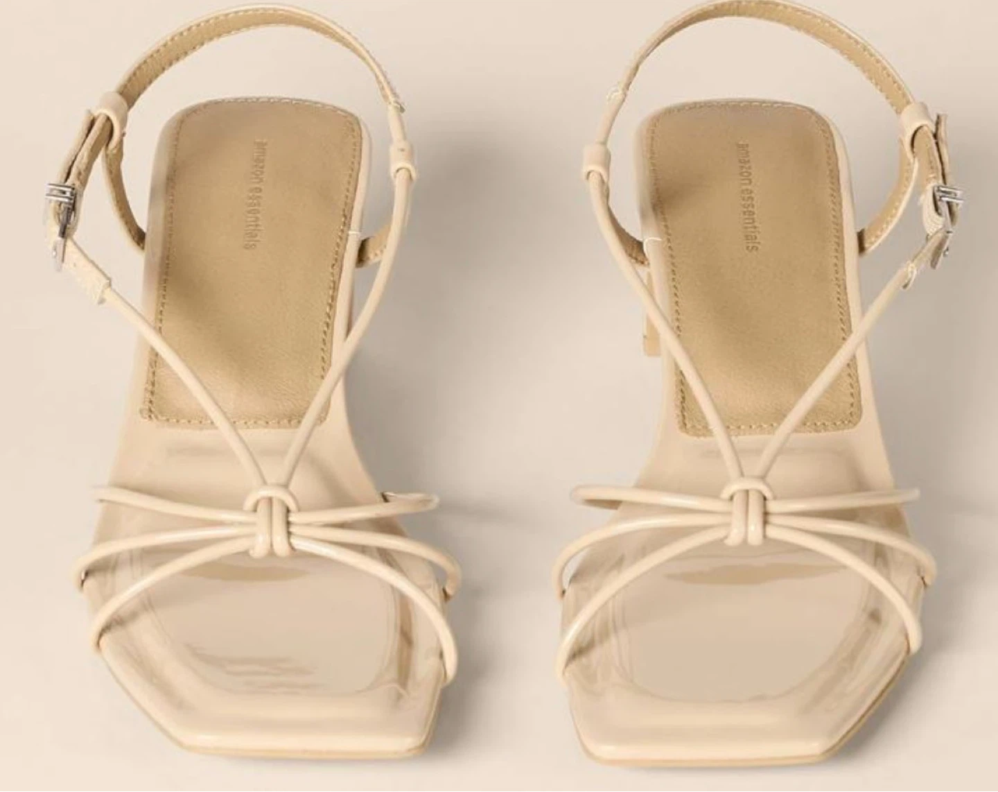 Amazon Essentials Women's Strappy Heeled Sandals Beige US 7.5