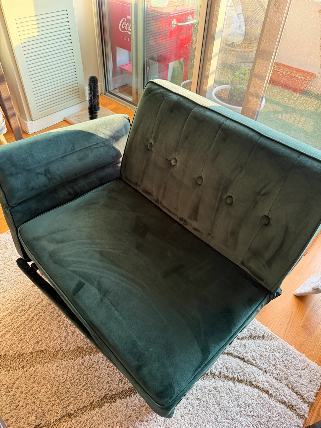 Green Velvet Futon Sofa Bed - Convertible Bed - photo 5
