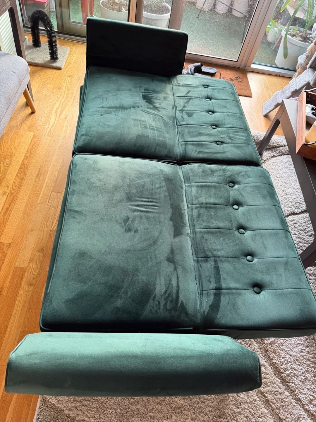 Green Velvet Futon Sofa Bed - Convertible Bed - photo 3