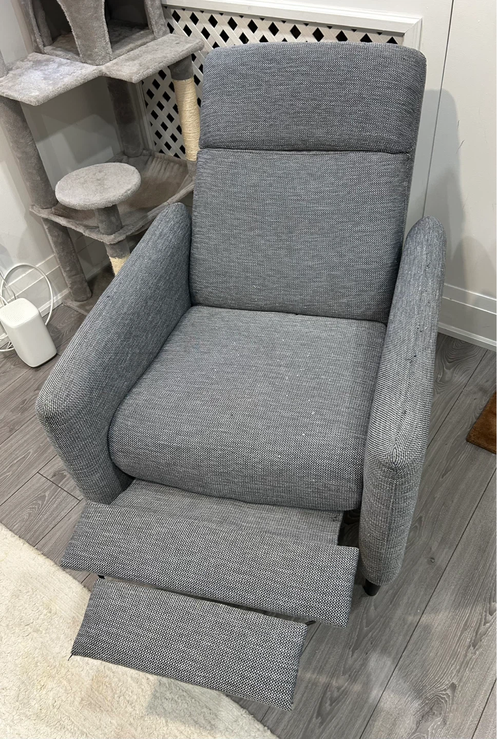 Free Slim Grey Recliner (Minor wear, still works great!) - photo 2