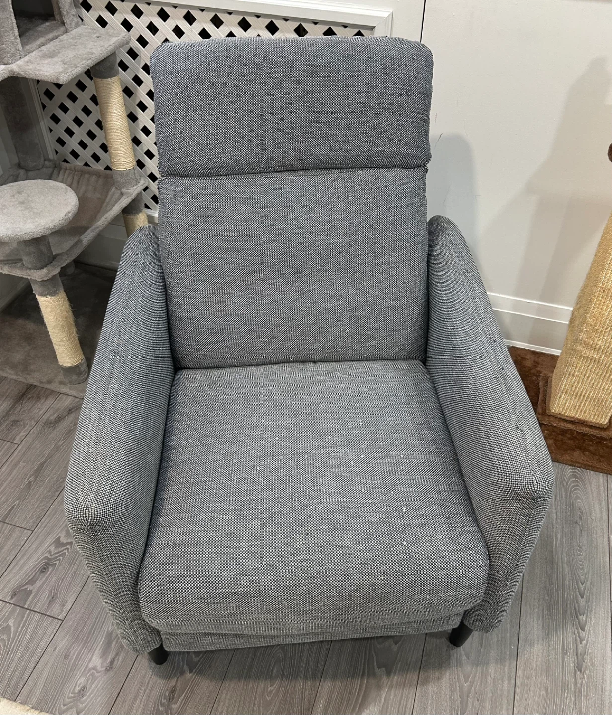 Free Slim Grey Recliner (Minor wear, still works great!)