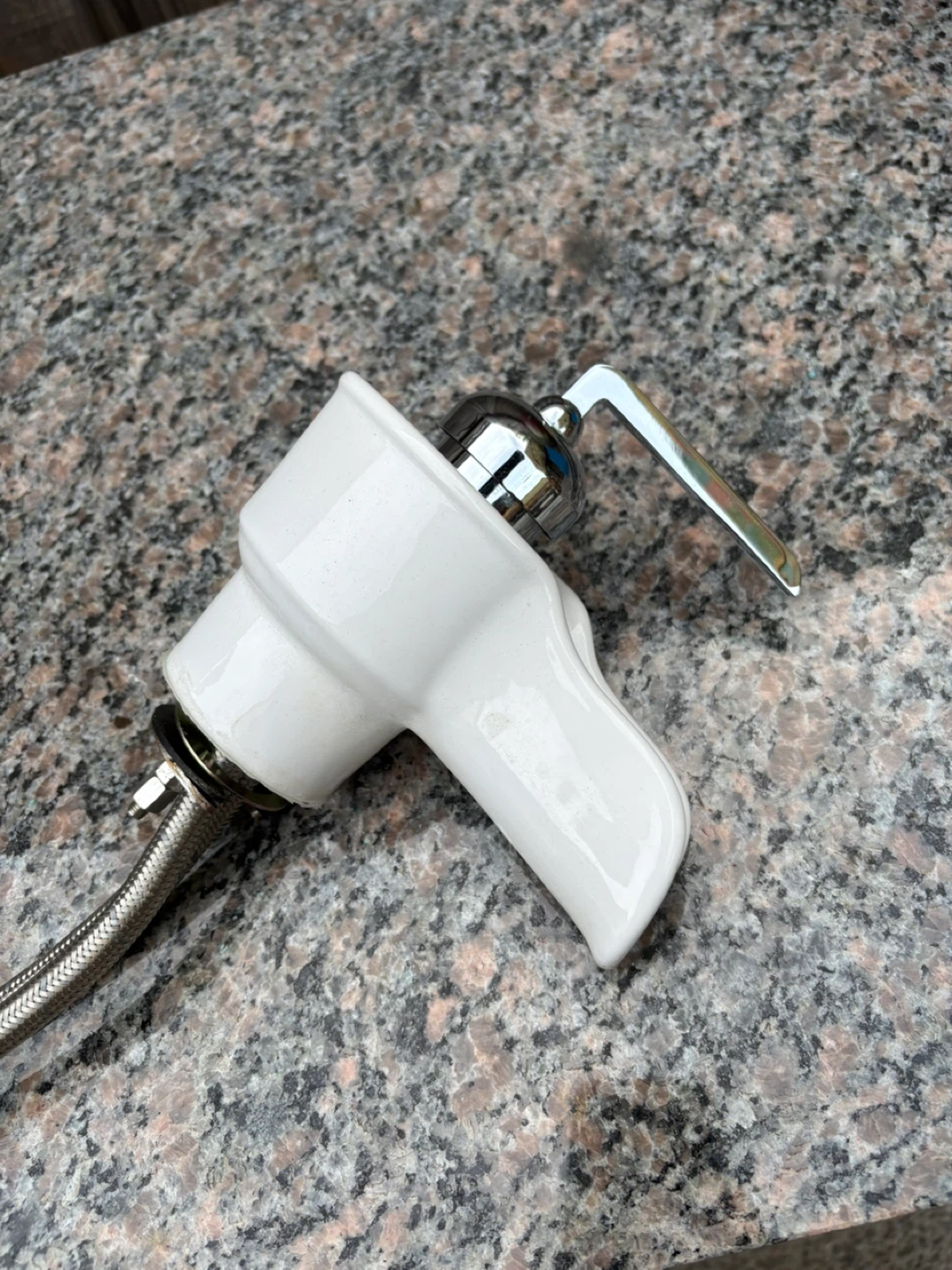 White Ceramic Faucet Spout with Chrome Handle - photo 3