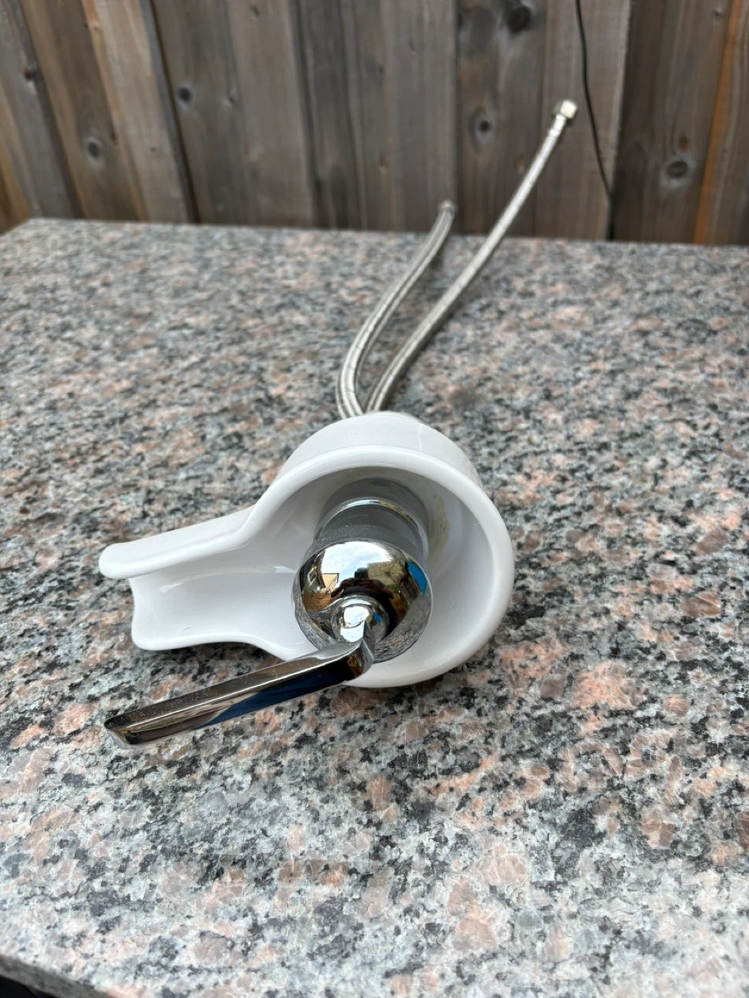White Ceramic Faucet Spout with Chrome Handle