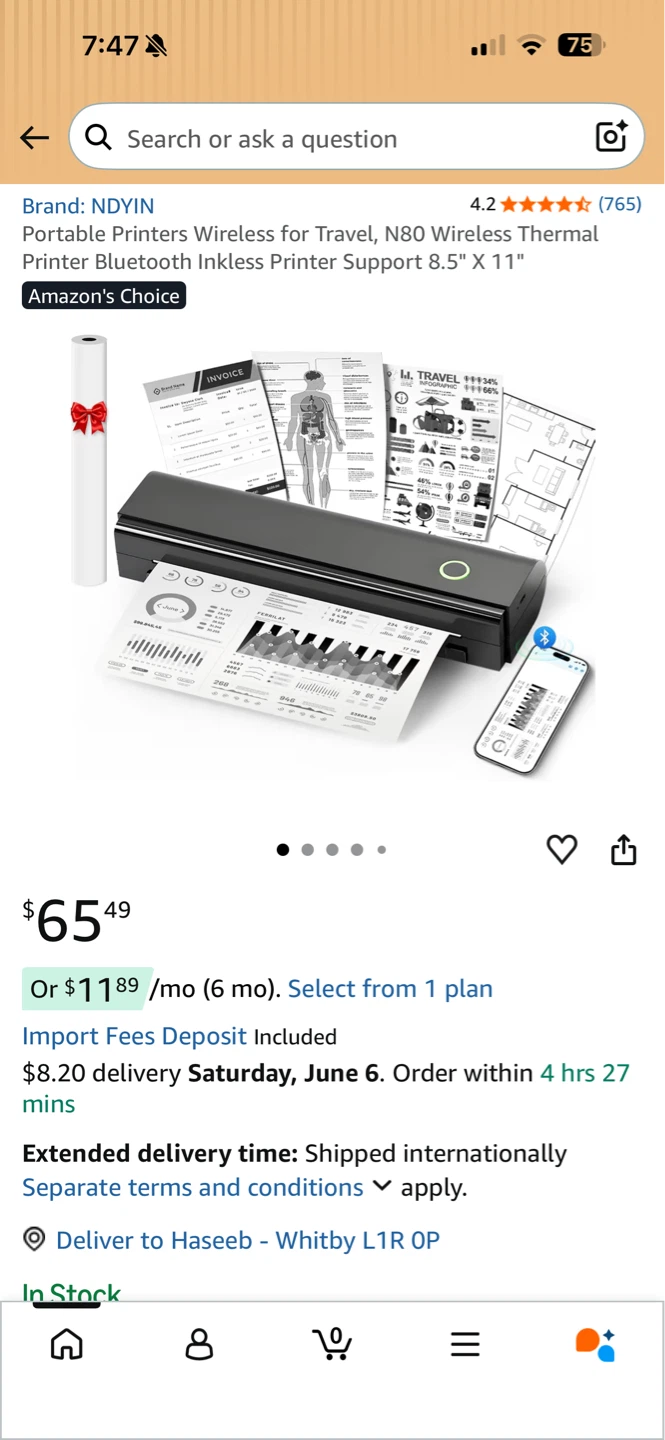 NDYIN Portable Thermal Printer N80