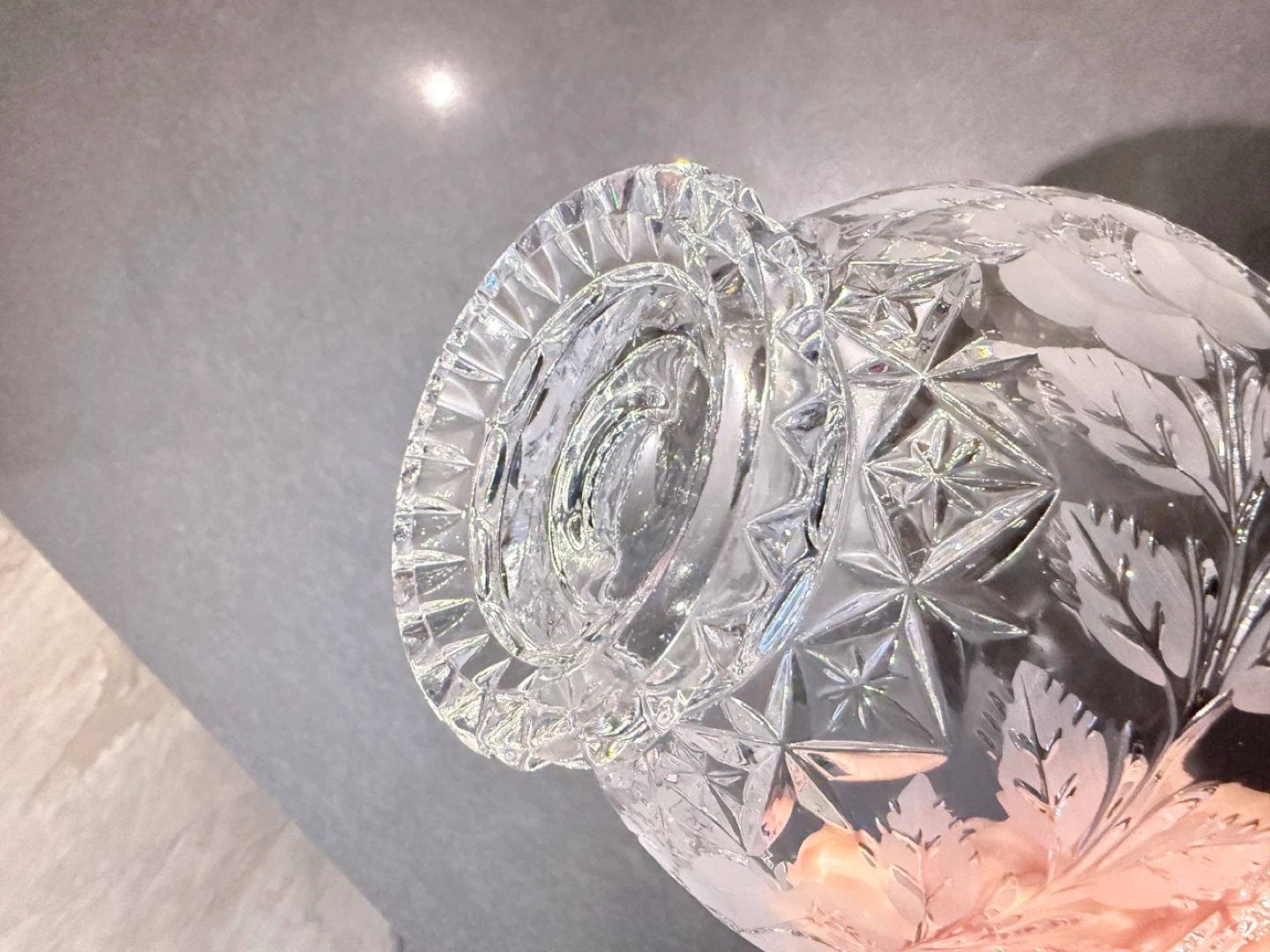 Crystal Footed Bowl with Engraved Floral Design - photo 3