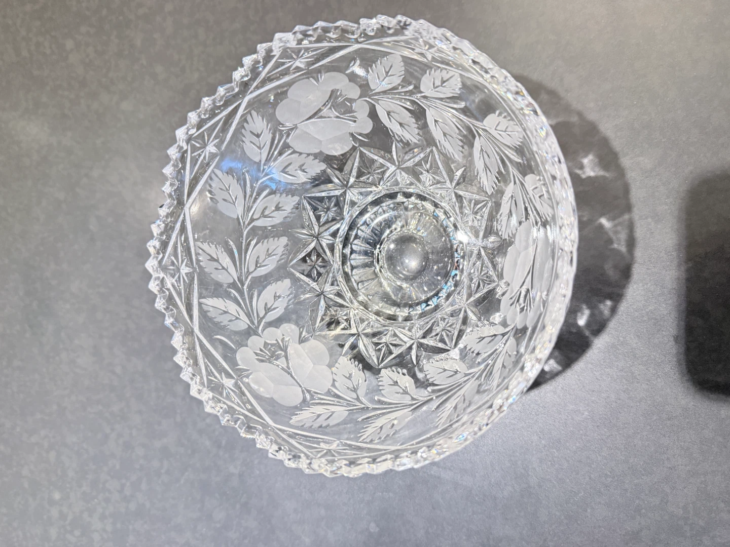Crystal Footed Bowl with Engraved Floral Design - photo 2