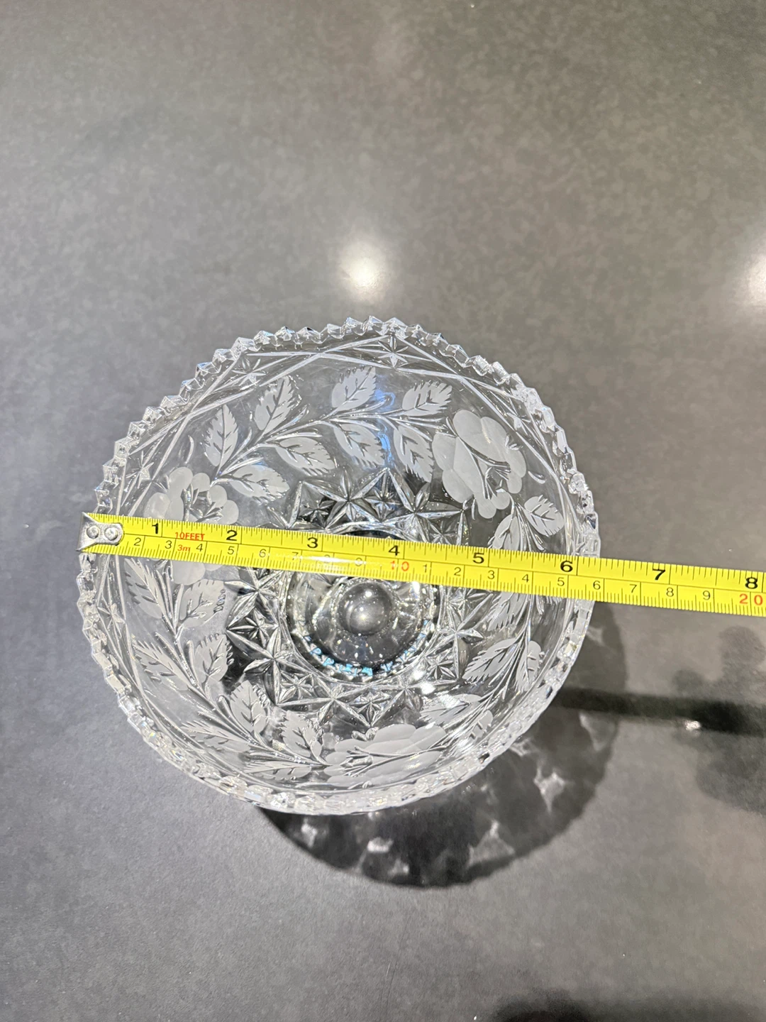 Crystal Footed Bowl with Engraved Floral Design - photo 4