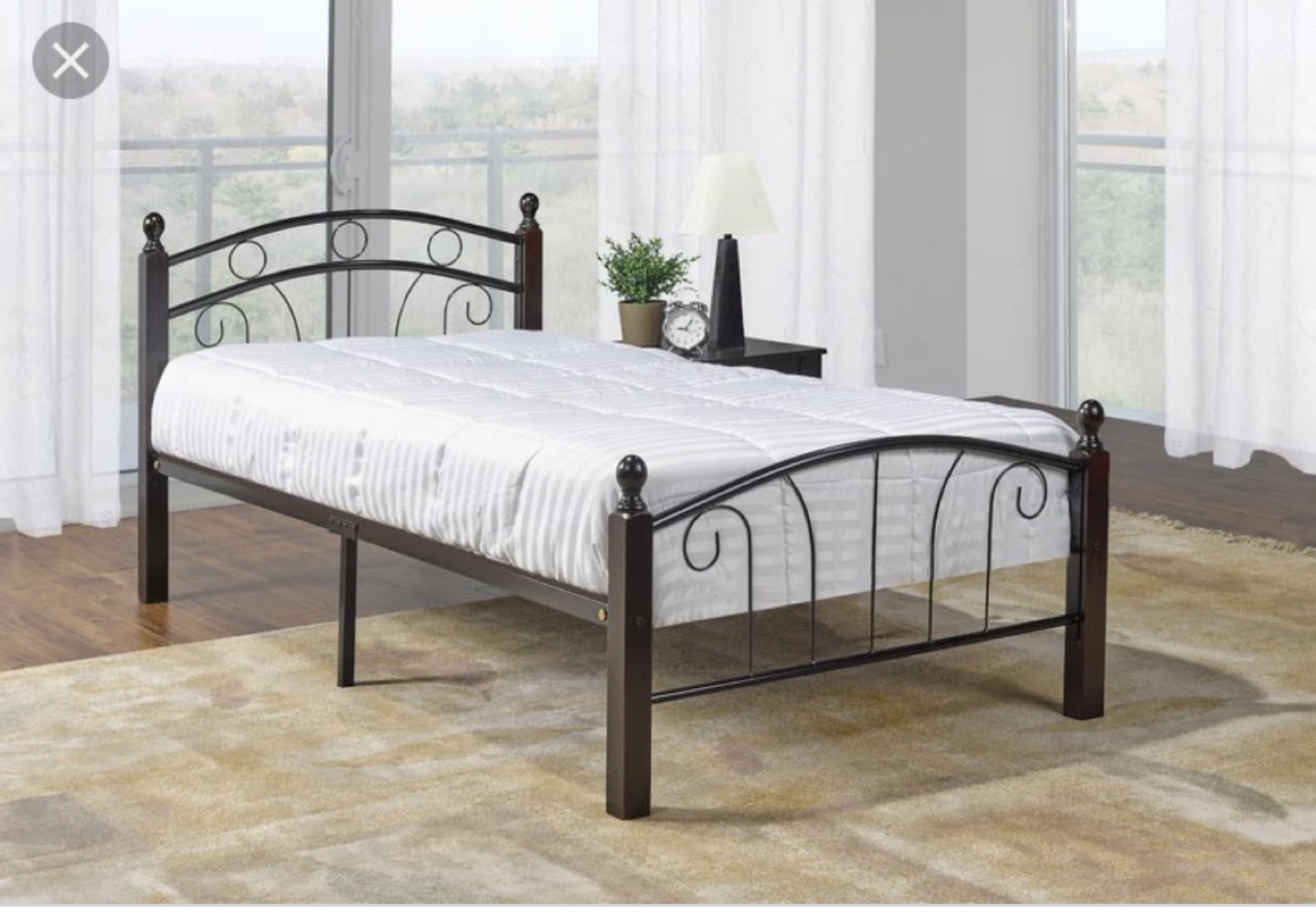 Black Metal Bed Frame with mattress twin size