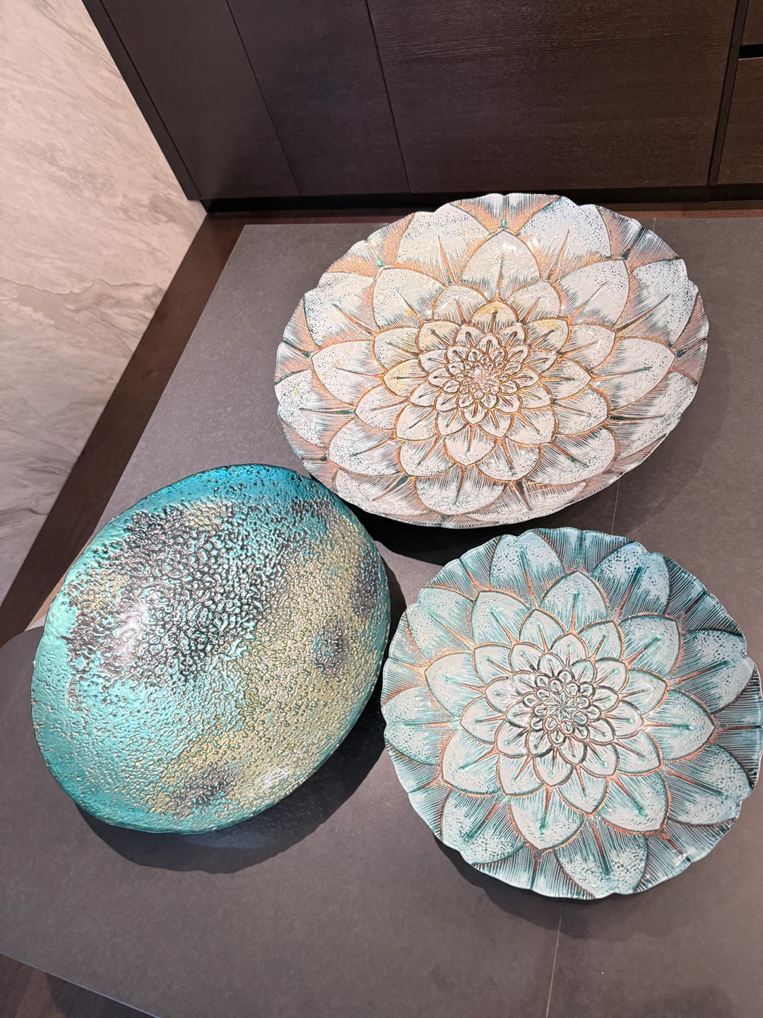 Decorative Glass Bowl and Plates Set