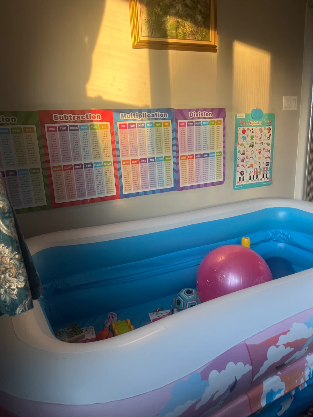 Inflatable Pool with Toys and Learning Charts