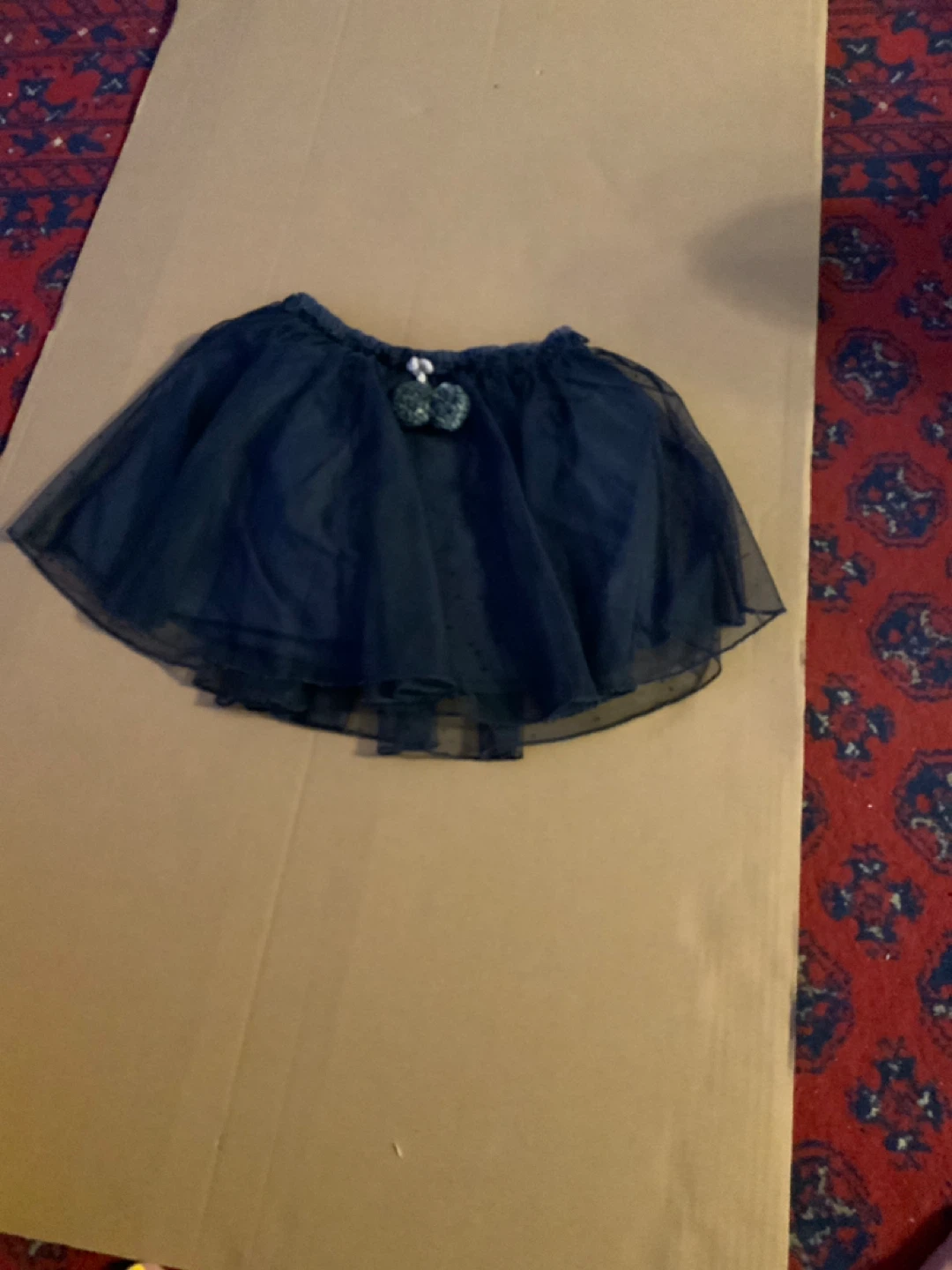 Kids' Black Tulle Skirt with Pom-Pom Detail