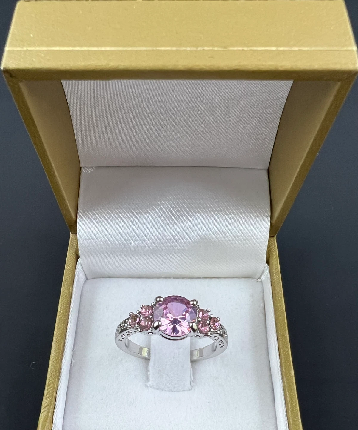 Elegant Pink Cluster Statement Ring