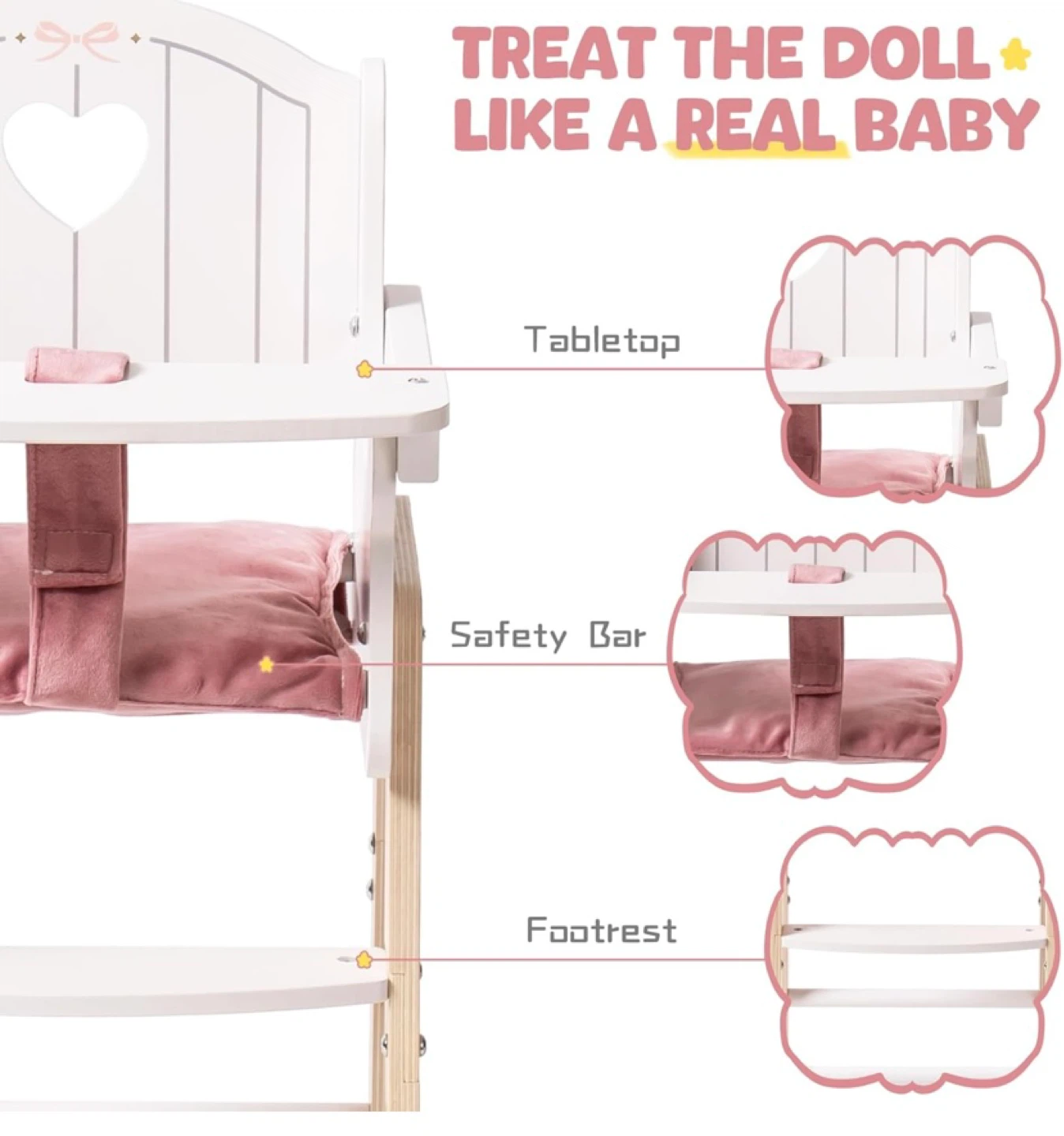 New Robud Wooden Doll Highchair - photo 3
