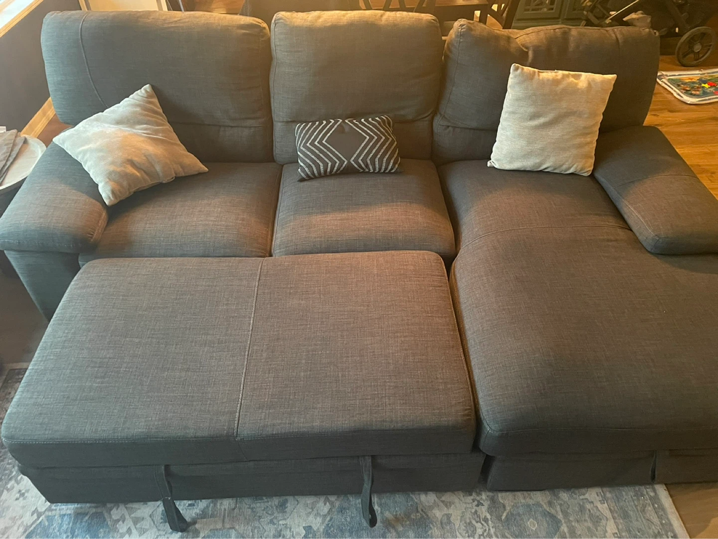 Modern Grey Sectional Sofa with Pull-Out Bed + Storage Chaise - photo 2