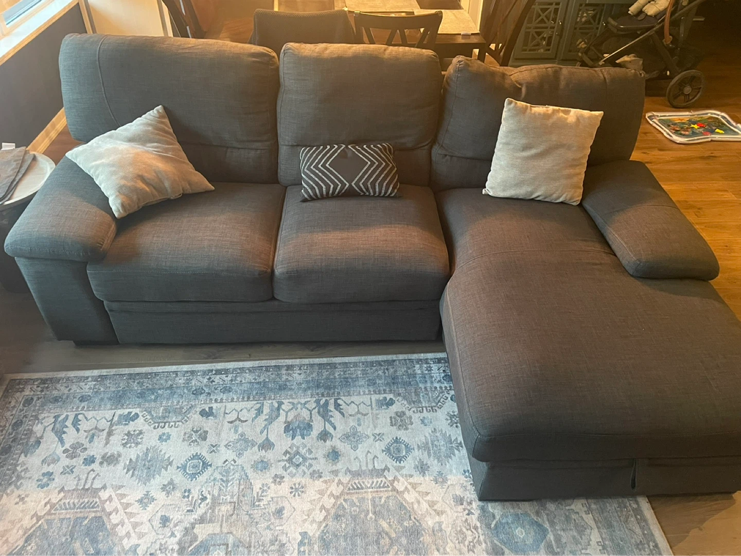 Modern Grey Sectional Sofa with Pull-Out Bed + Storage Chaise - photo 3