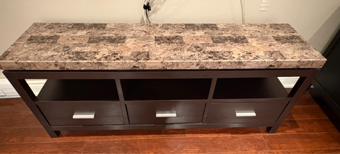 Marble Top TV Stand with Storage
