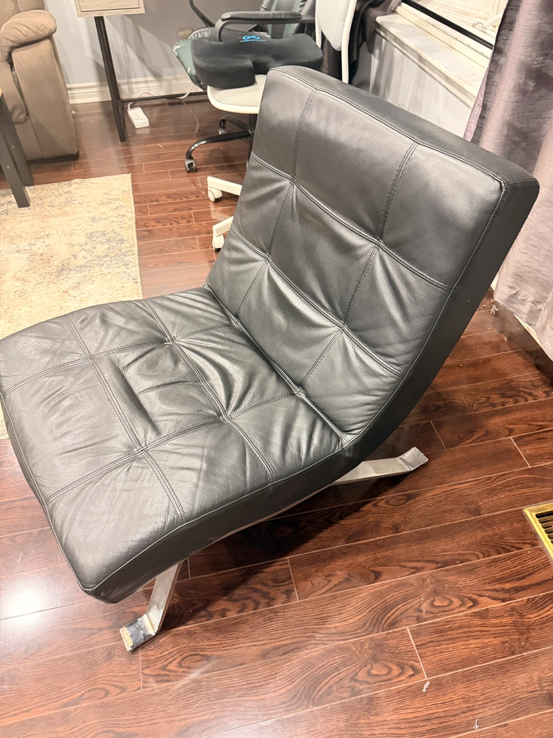 Black Faux Leather Accent Chair - photo 3