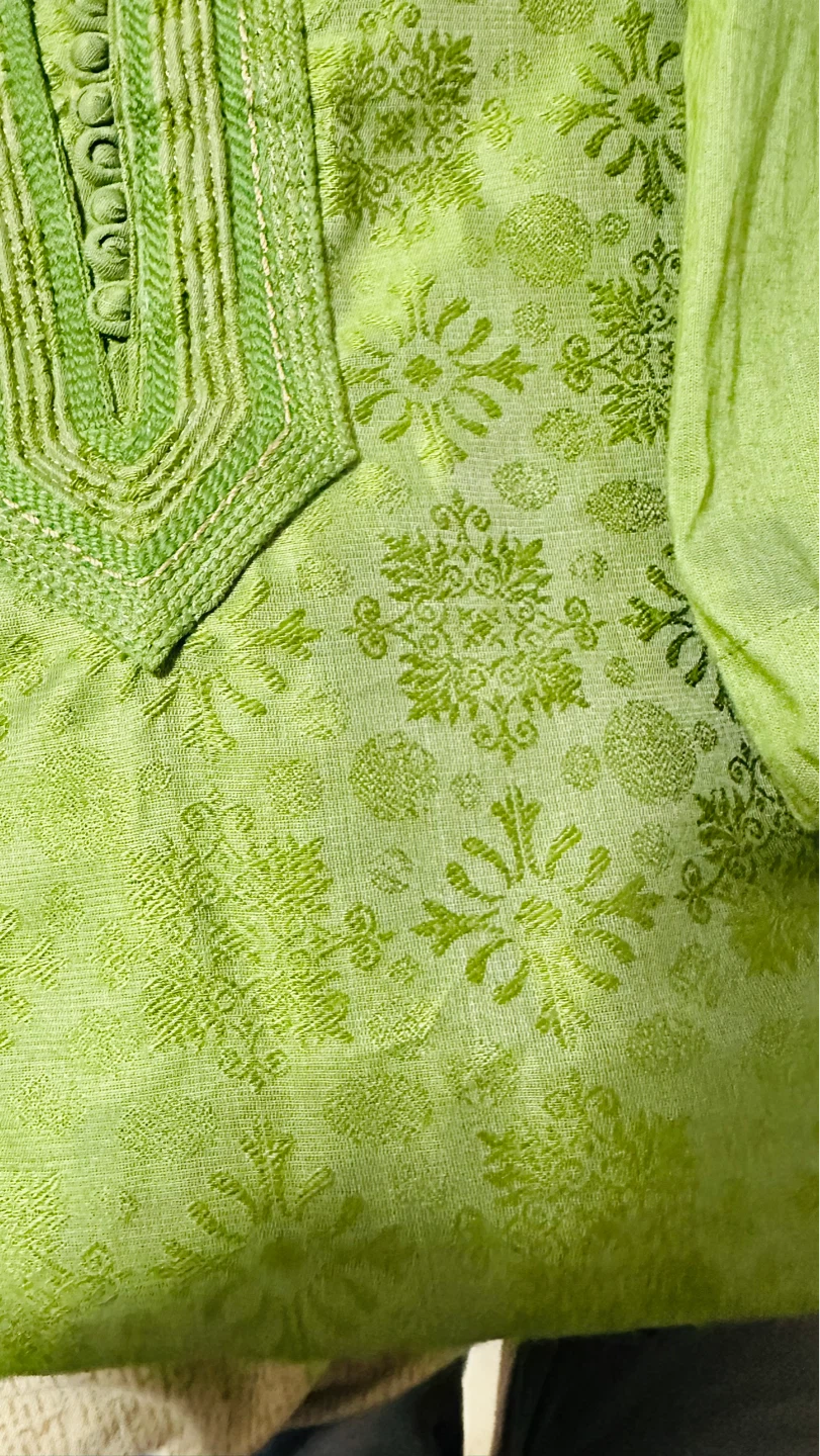 Lime Green Kurta and Pants Set - photo 3