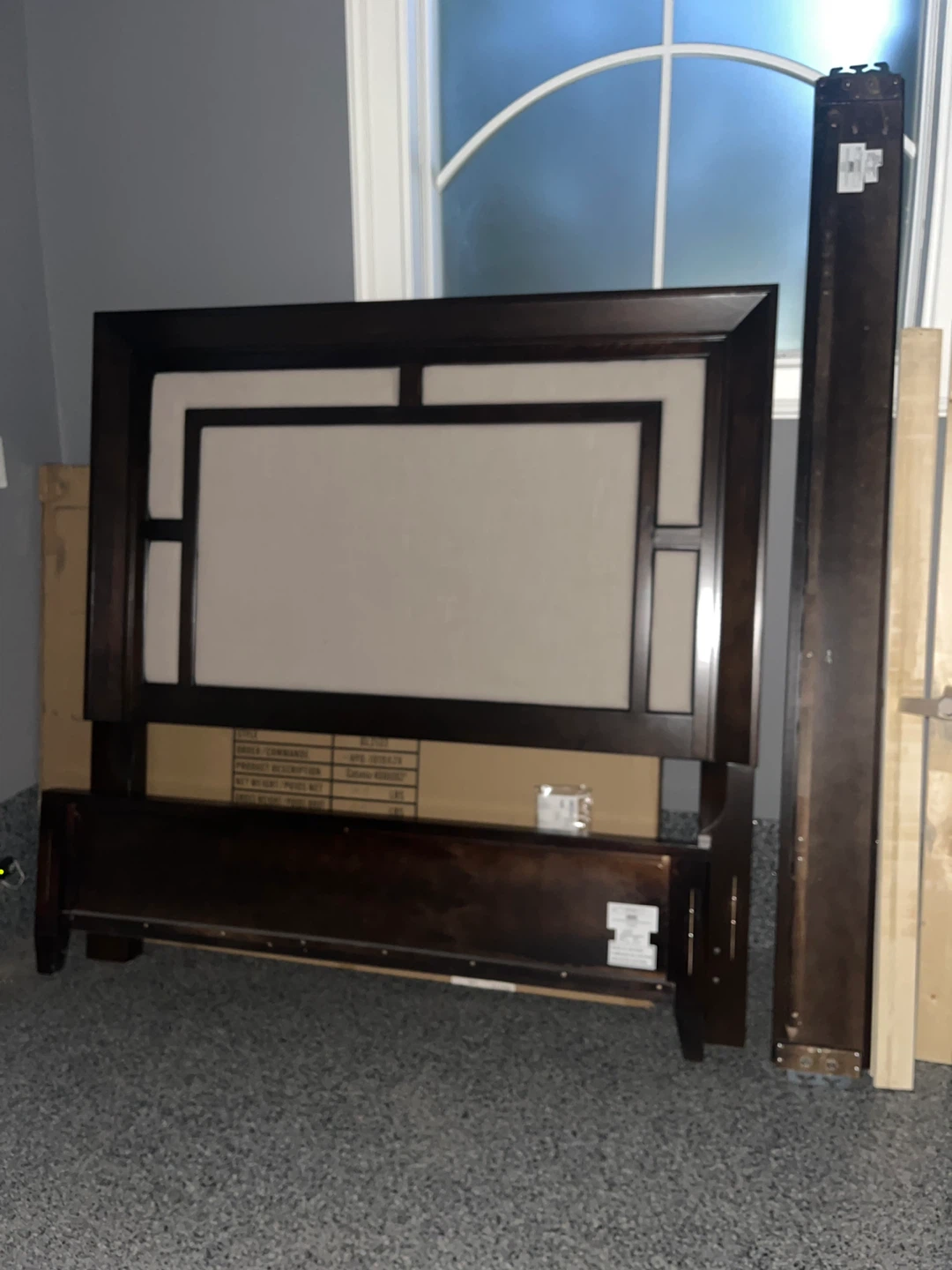 Dark Wood Headboard and Side Rails