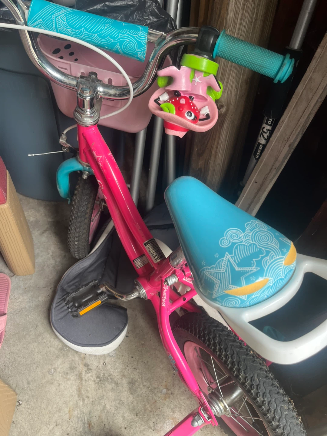 Pink Children's Bicycle with Blue Accents