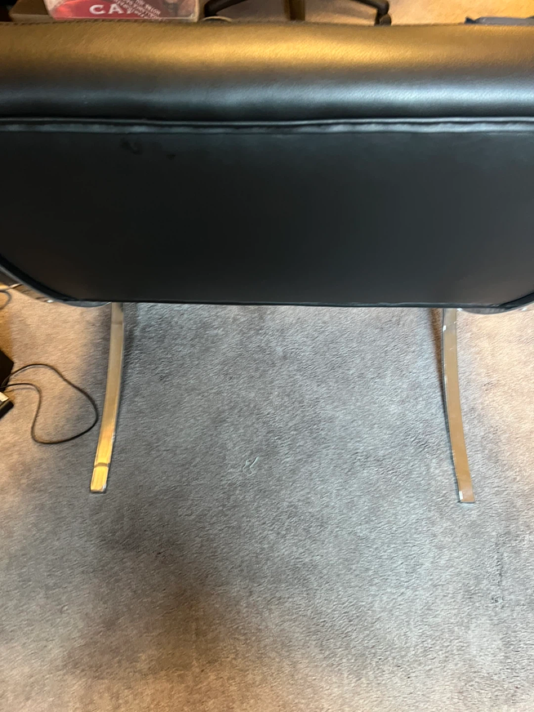 Black Faux Leather Armless Accent Chair - photo 2