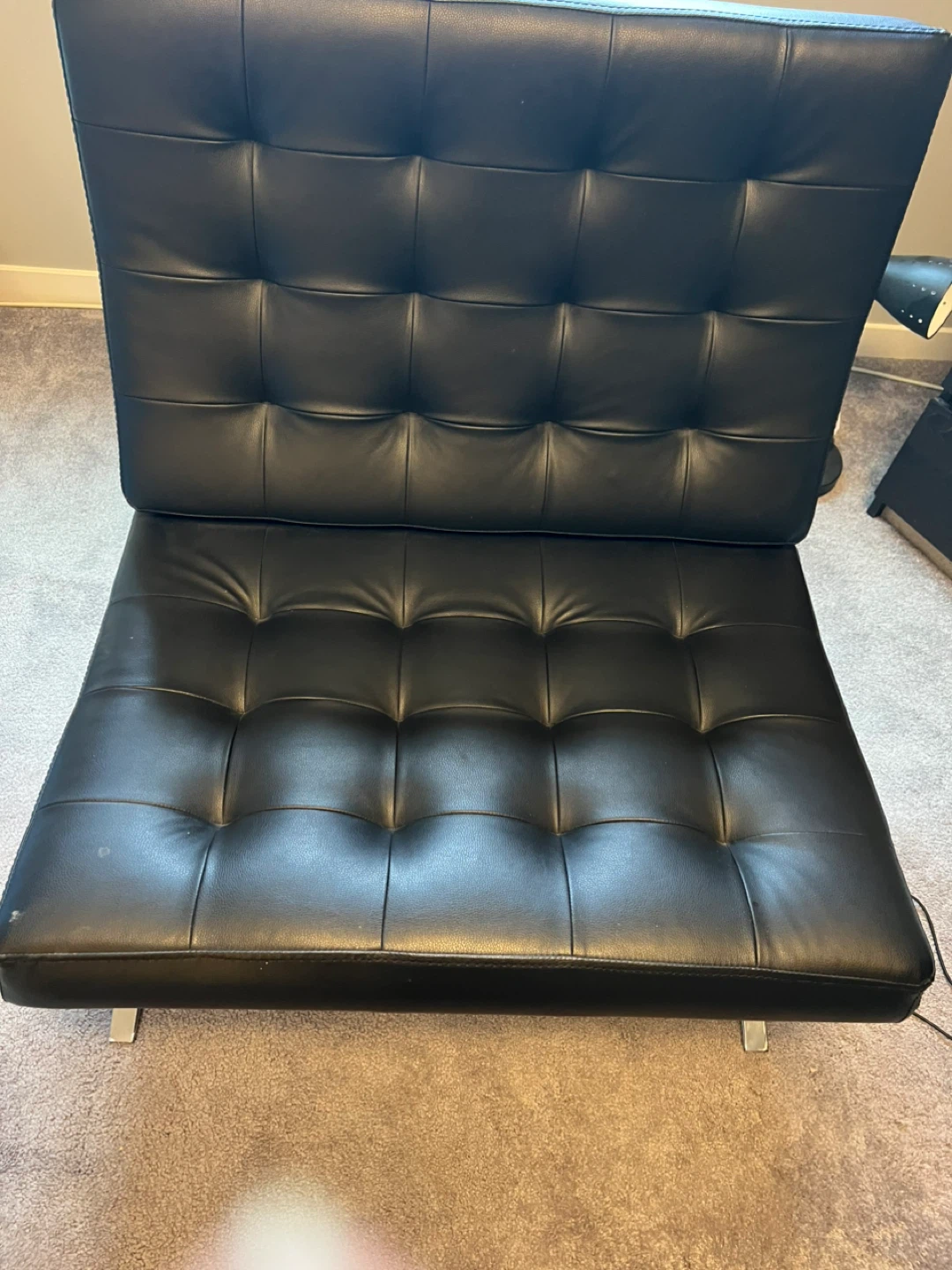 Black Faux Leather Armless Accent Chair
