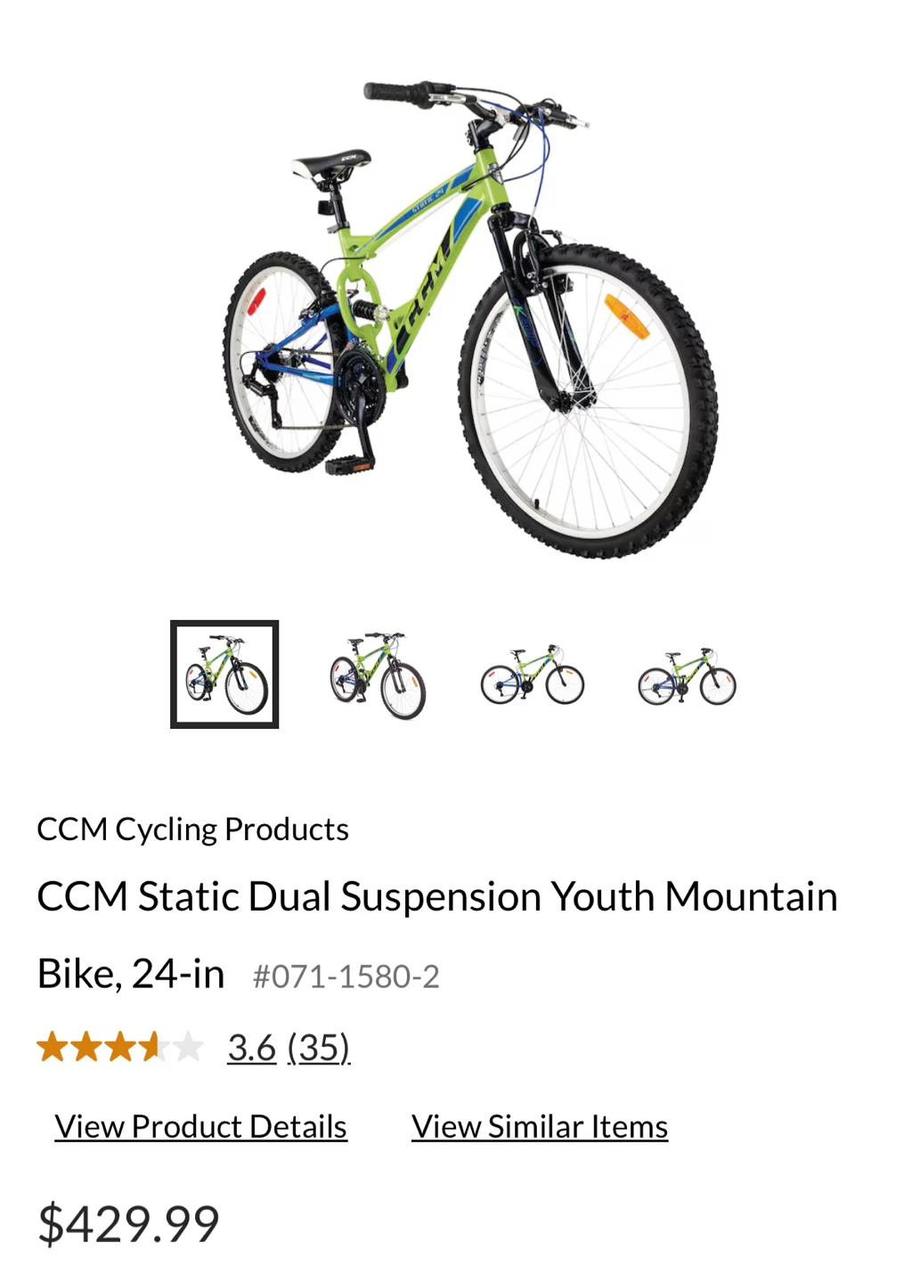 CCM Static Dual Suspension Youth Mountain Bike, 24-in - photo 2