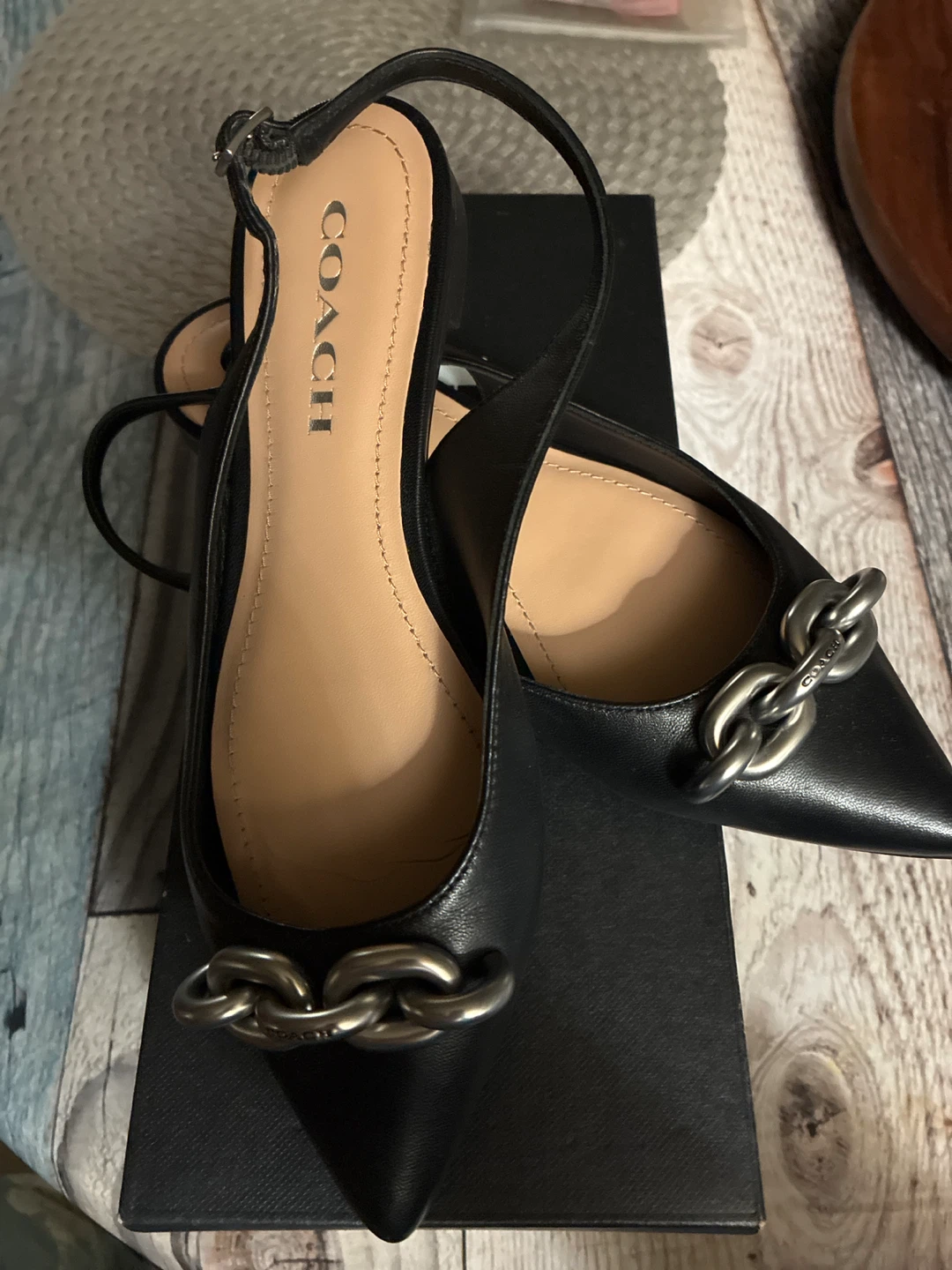 Coach Veronica LTH Skimmer Black/Silver Women's Shoes Size 5.5