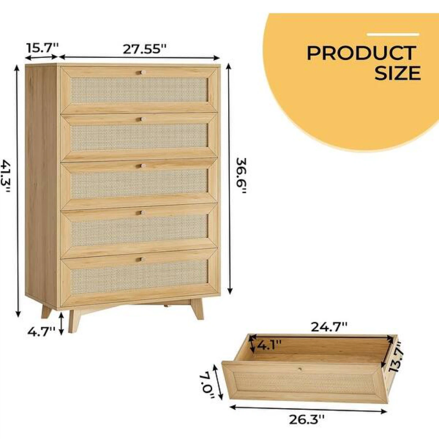 5 Drawers Rattan Dresser by Bay Isle Home - photo 2