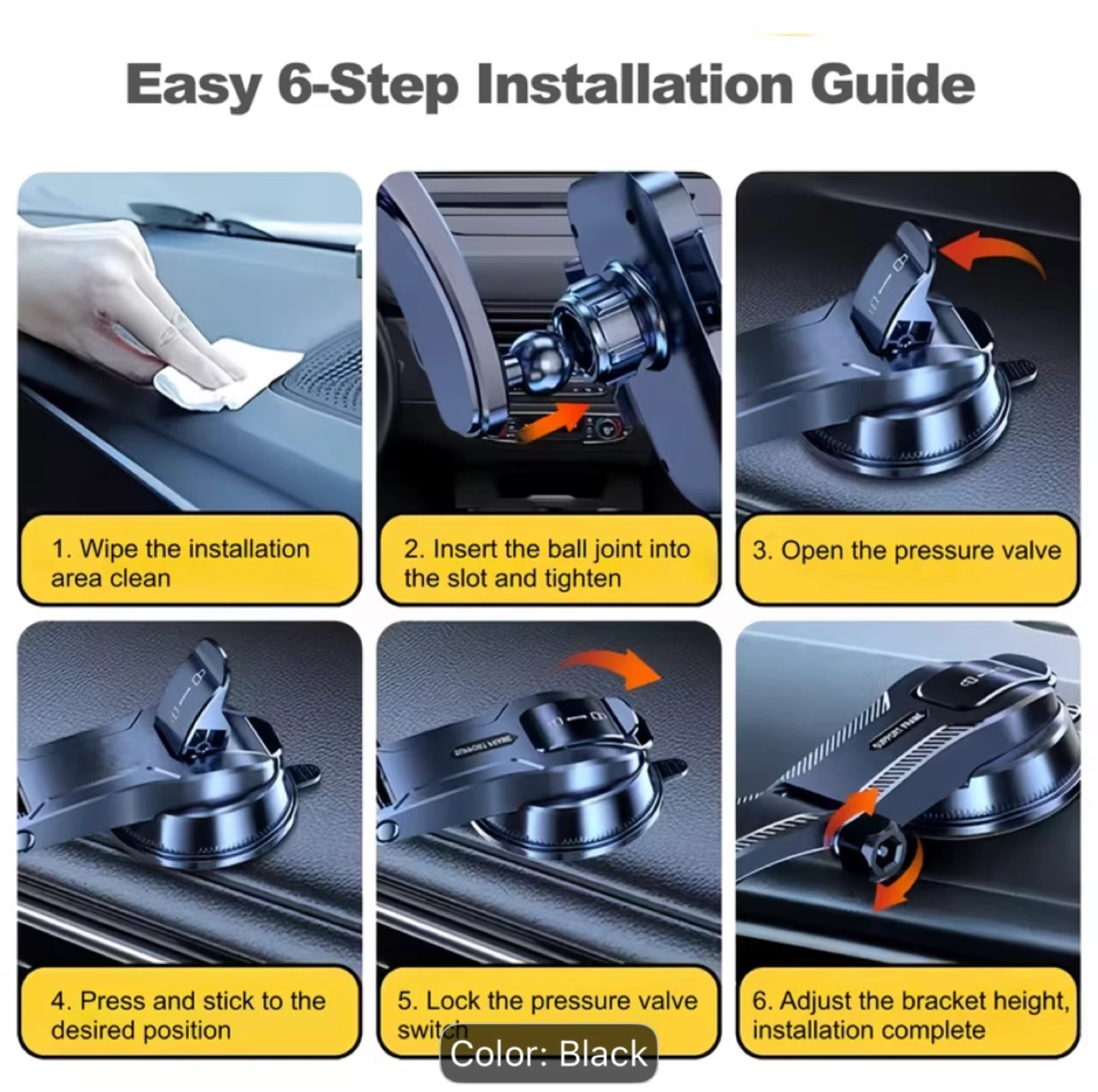Black 360° Rotatable Car Phone holder/Mount - photo 3