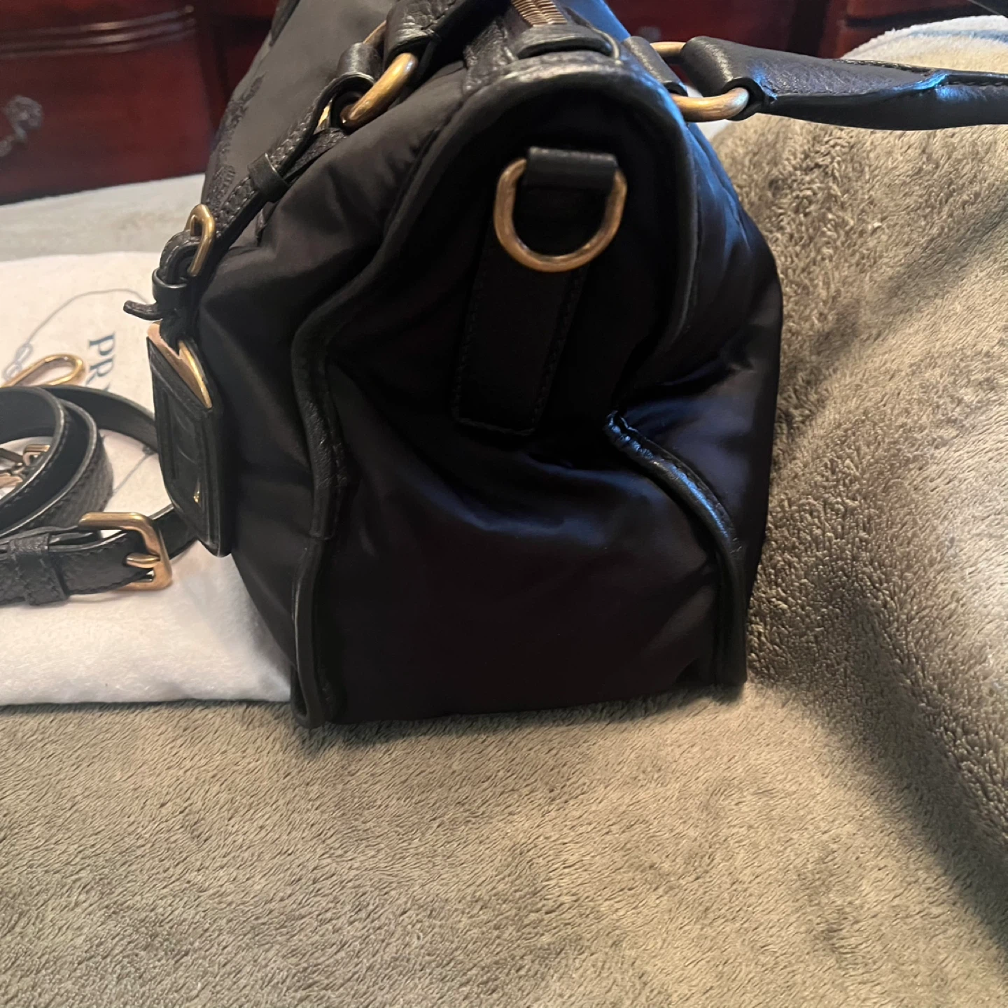 Prada Black Nylon Leather Satchel Bag - photo 2