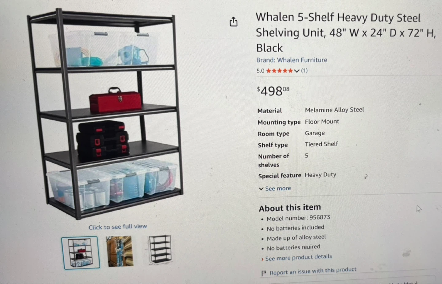 Whalen Storage 5-Shelf Heavy Duty Shelving Unit - photo 3