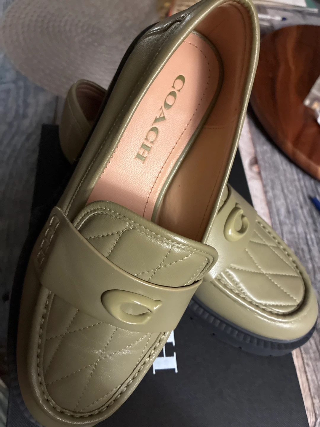 Coach Leah Quilted LTH Loafers - Size 6.5 B