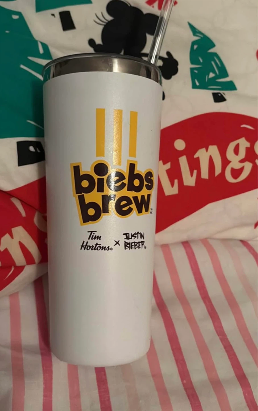 Biebs brew Tim Hortons water bottle