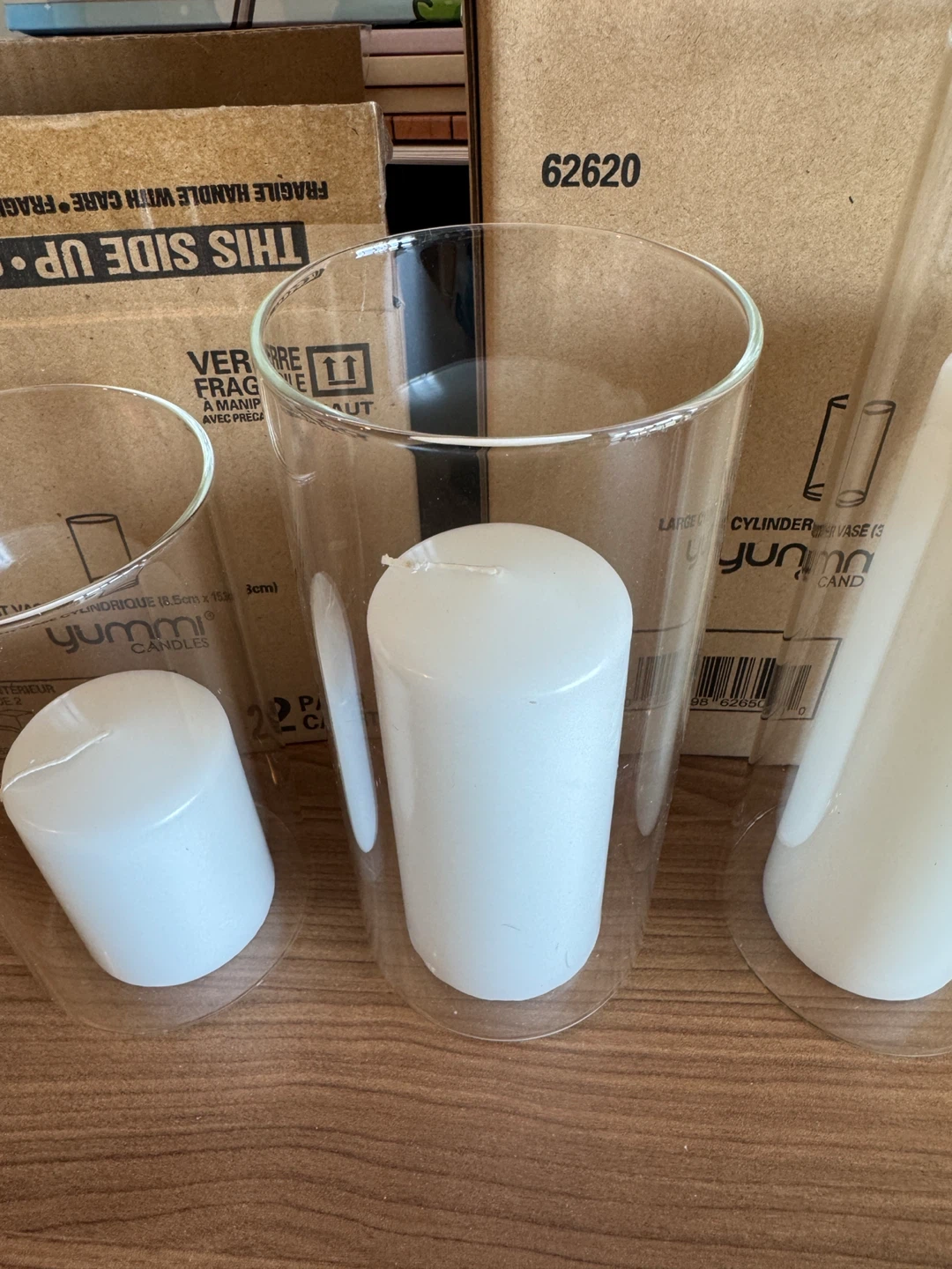 Yummi Candles Glass Vase and Pillar Candle Set of 3 - photo 4