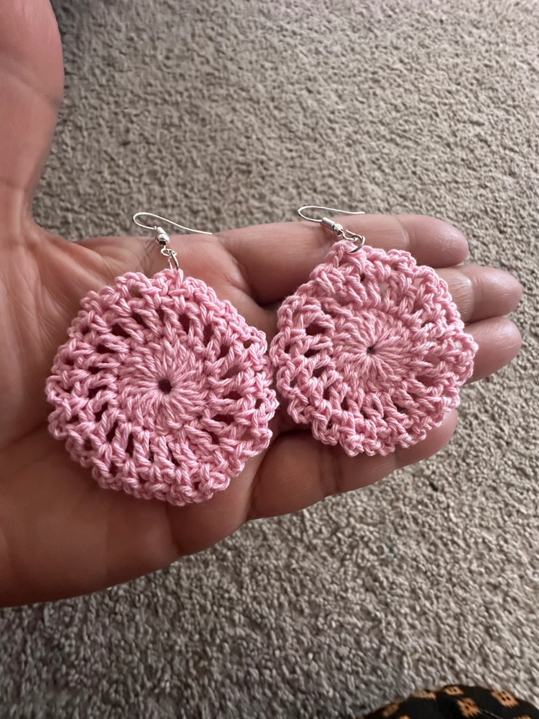 Pink Crochet Flower Earrings - photo 3