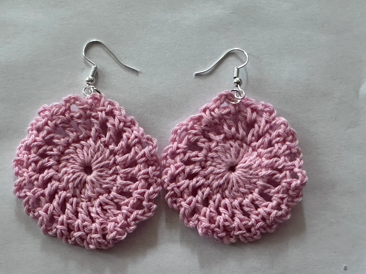 Pink Crochet Flower Earrings - photo 2