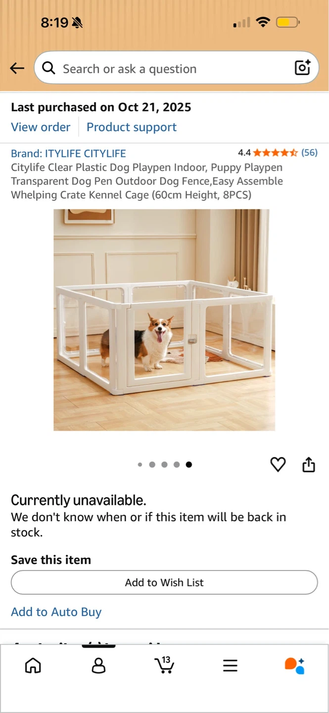 White Plastic Dog Playpen - 60cm Height, 8 Pieces