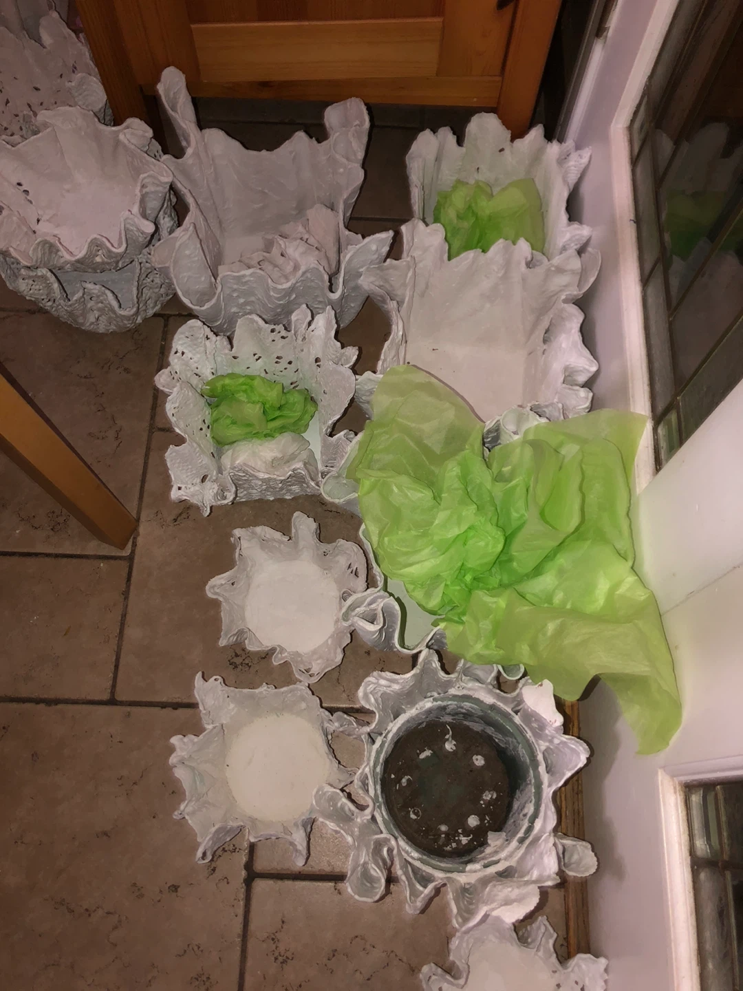 Homemade cement flower pots