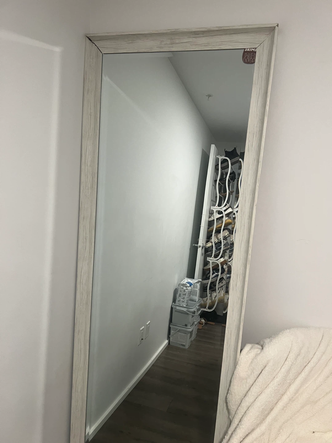Large Full Length Floor Mirror - White Wood Frame