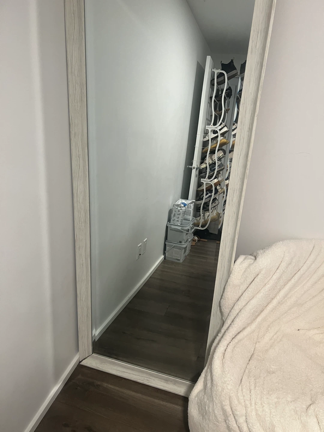 Large Full Length Floor Mirror - White Wood Frame - photo 2