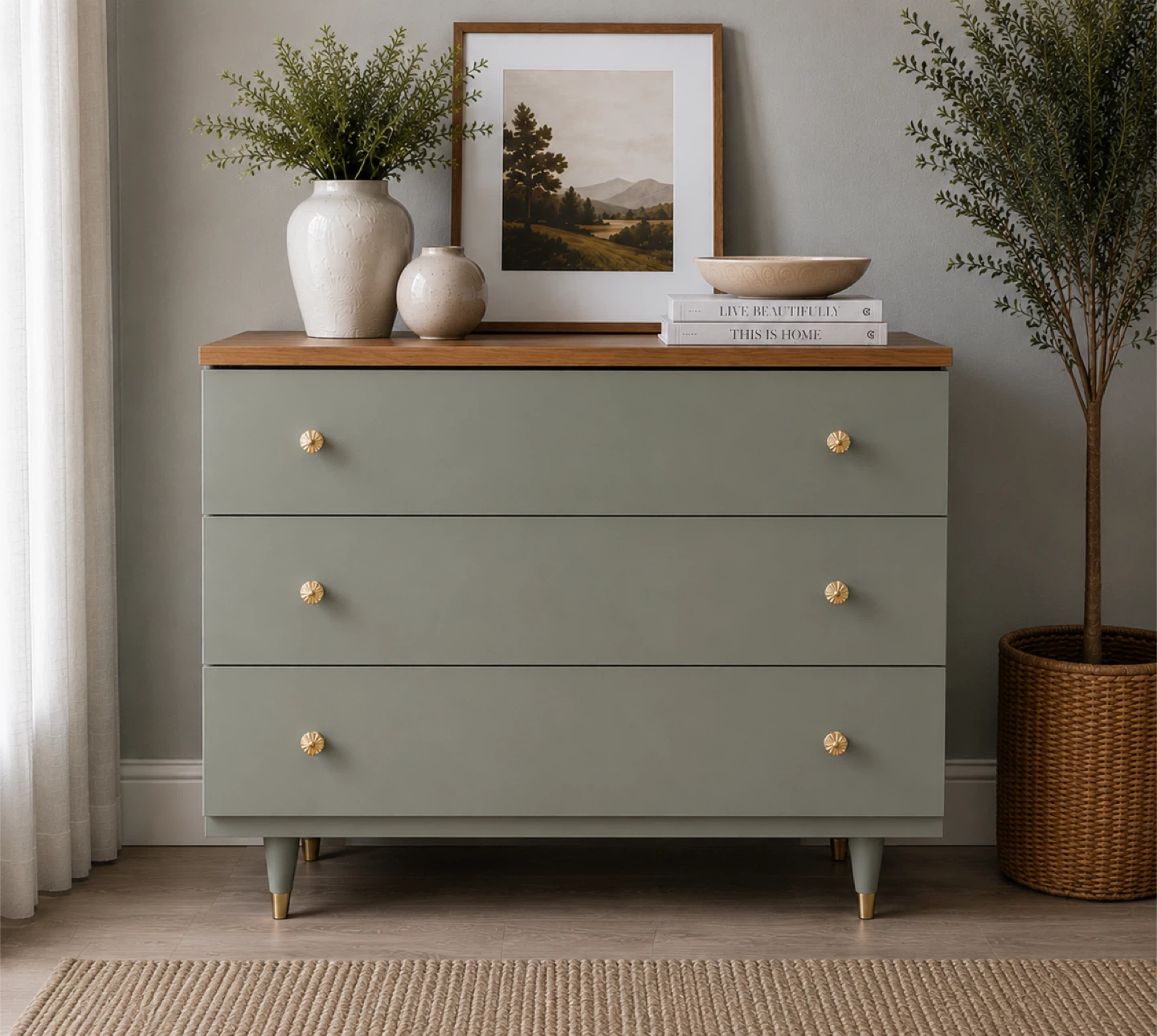 ✨ Sage & Wood Accent Gibbard Dresser