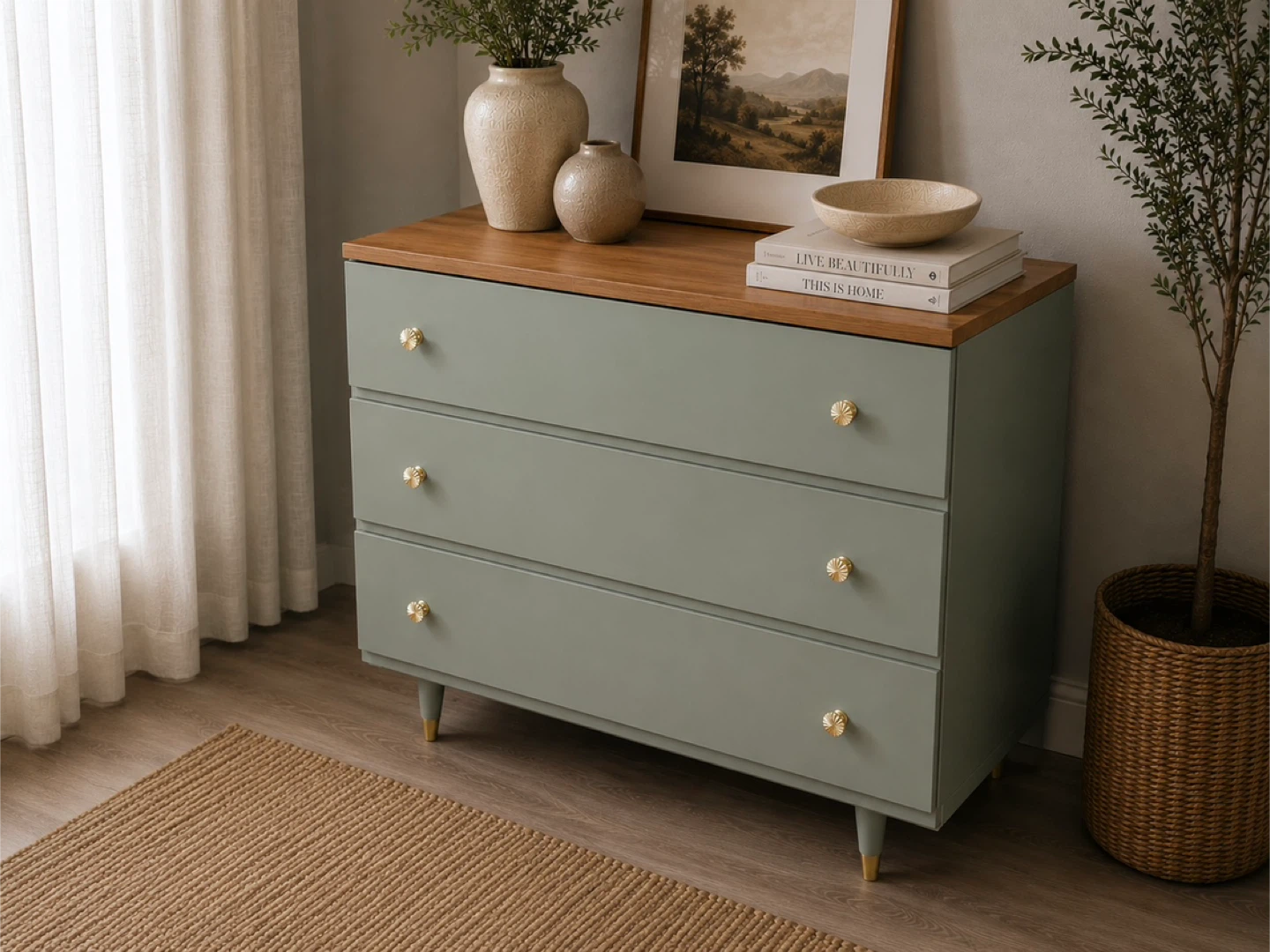 ✨ Sage & Wood Accent Gibbard Dresser - photo 2